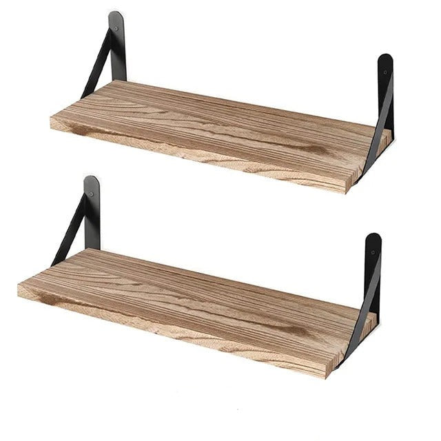 Étagère D'Angle Murale En Bambou - Lot De 2, 25x25cm, Support Jusqu'à 25kg, Pour Salon/Cuisine/Salle De Bain - 10