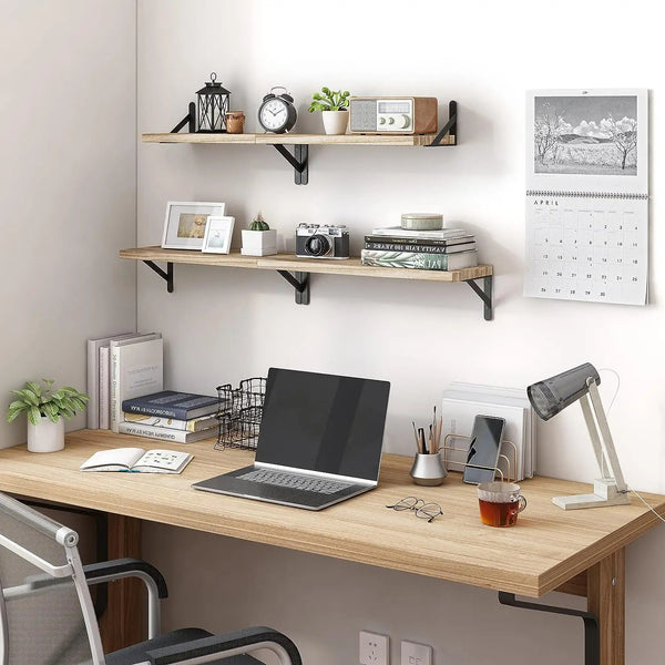 Étagère D'Angle Murale En Bambou - Lot De 2, 25x25cm, Support Jusqu'à 25kg, Pour Salon/Cuisine/Salle De Bain - 6