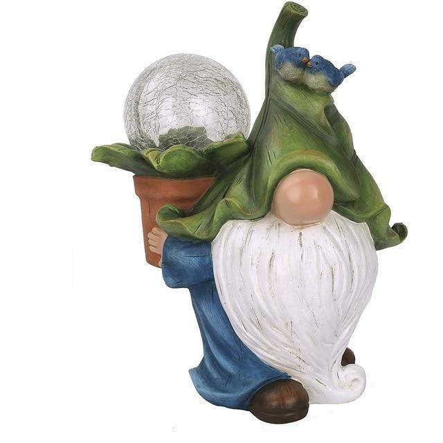 nain de jardin pot de fleur lumineux