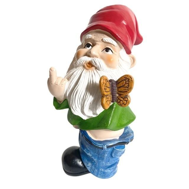 nain de jardin faisant un doigt d honneur