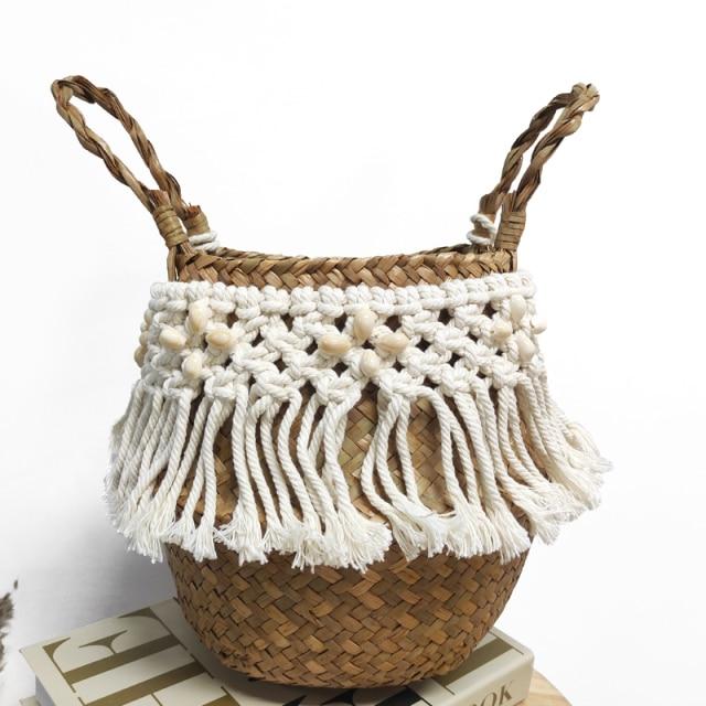 Cache Pot Osier avec Pompom