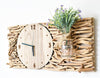 porte plante bois flotté forme horloge