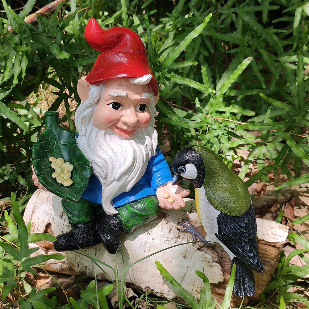 SASKATE Nain de jardin - Figurine drôle de nain de jardin assis sur des  champignons - Figurine pour décoration de table ou d'elfe : :  Jardin