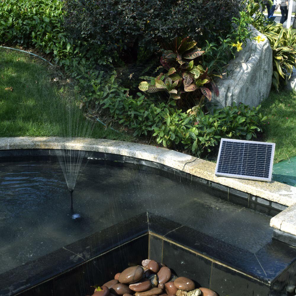 Fontaine de bassin Solaire avec pompe et Panneau solaire 27cm, Déco Bassin