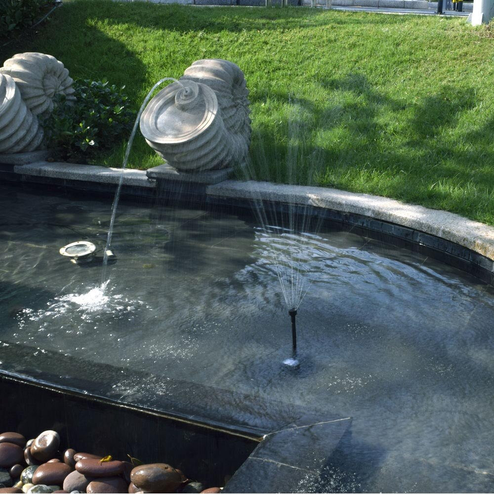 Fontaine de bassin Solaire avec pompe et Panneau solaire 27cm, Déco Bassin
