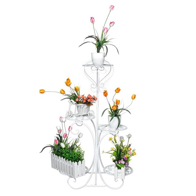 porte plante fer forgé blanc